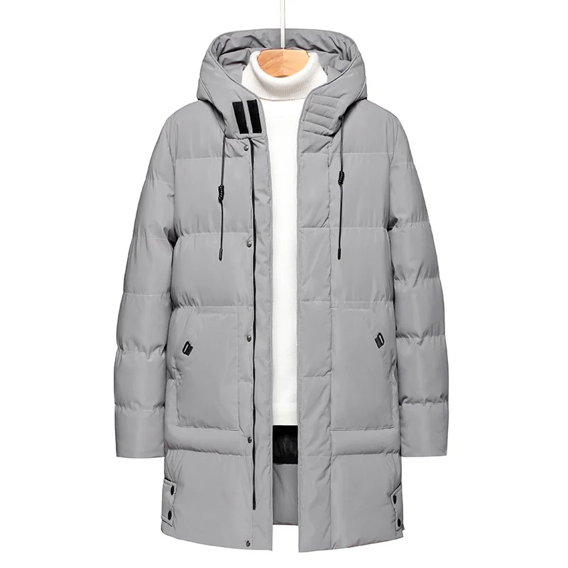 

Homens Inverno Quente Grosso Longo Cor Slida Parka Casaco Masculino Prova Dwaterproof gua Com Capuz Parka Casaco Masculino