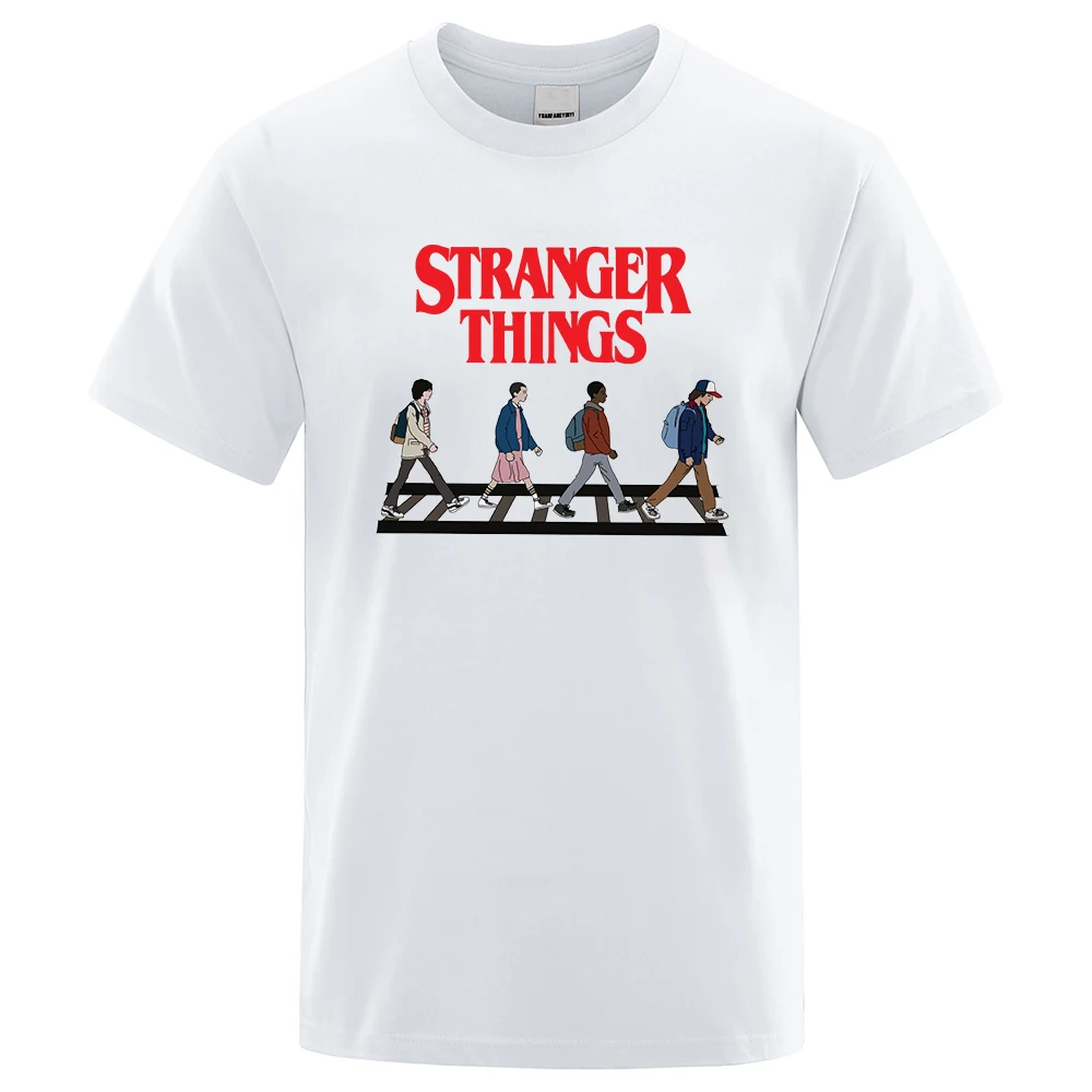 

Stranger Abbey Road Printing Tees Male Tops Summer Loose T-Shirt Cotton New T-Shirt Hip Hop Tee Clothes High Quality T-Shirts
