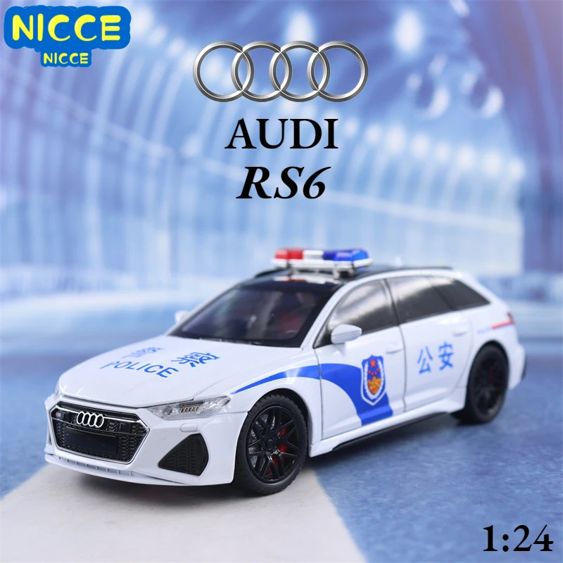 

Nicce 1:24 Audi RS6 Police Car Simulation Diecast Metal Alloy Model Car Sound Light Pull Back Collection Kids Toy Gifts F570