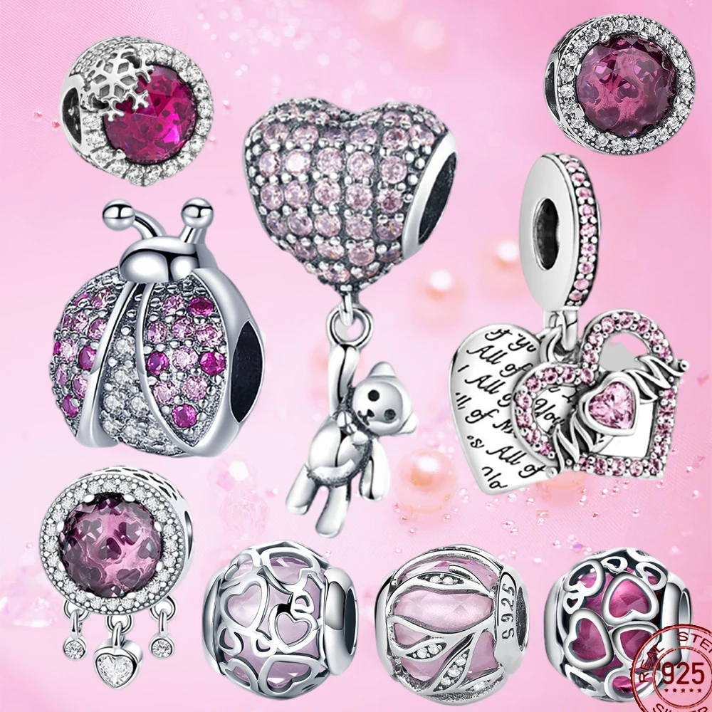

925 Sterling Silver Bear Balloon Mom Beads Charm Fit Original Pandora DIY plata ley Bracelets Charm For Women Gift Jewelry DIY