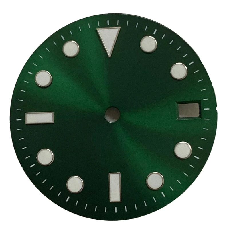 Циферблат часов NH35 29 мм циферблат с рисунком солнца зеленый светящийся для