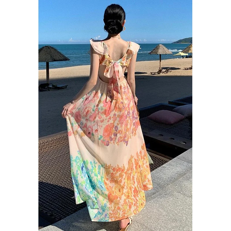 Фабричное французское романтическое дизайнерское платье с рюшами на бретельках