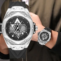 black silver quartz mens watch sports hip hop male watches silicone strap top brand clock relogio masculino box wristwatch