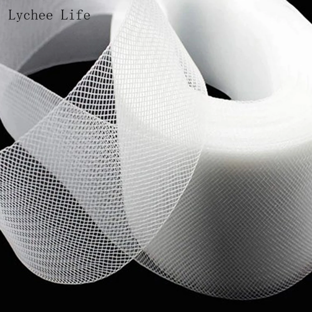Lychee Life 7.5CMx10Yards Flat Plain Hard Stiff Rigid Crins Horsehair Braid Fabric For Wedding Dress Diy Sewing Accessories
