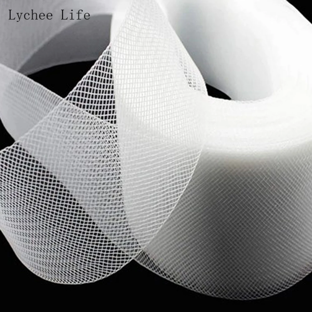 

Lychee Life 7.5CMx10Yards Flat Plain Hard Stiff Rigid Crins Horsehair Braid Fabric For Wedding Dress Diy Sewing Accessories