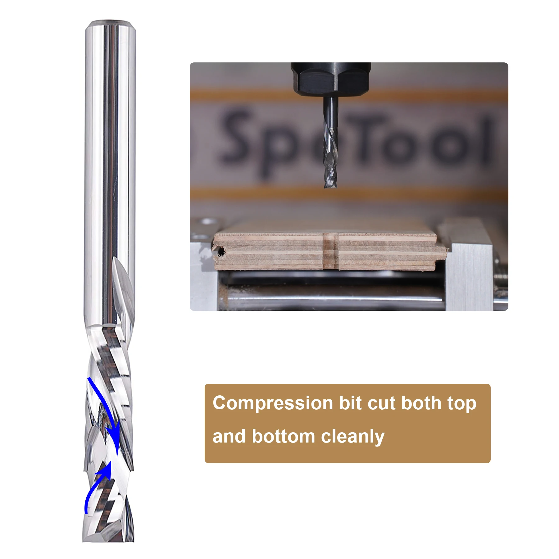 Спиральная фреза SpeTool 1 шт. сверло вверх вниз сжатие бит 1/4 1/2 дюйма хвостовик