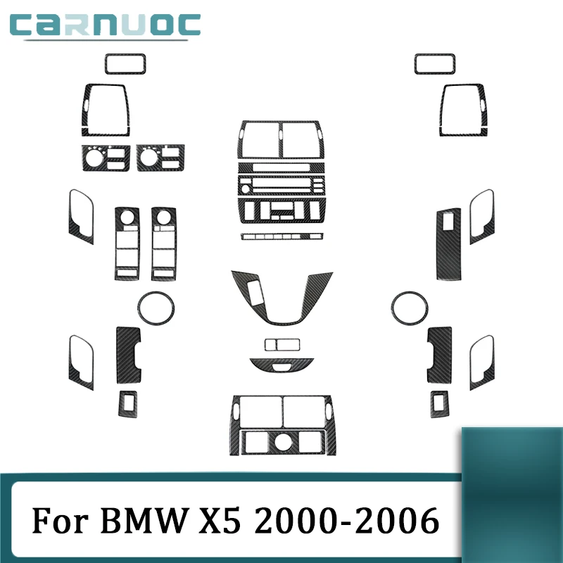 

For BMW X5 2000 2001 2002 2003 2004 2005 2006 Carbon Fiber Interior Black Stickers Car Decorative Accessories
