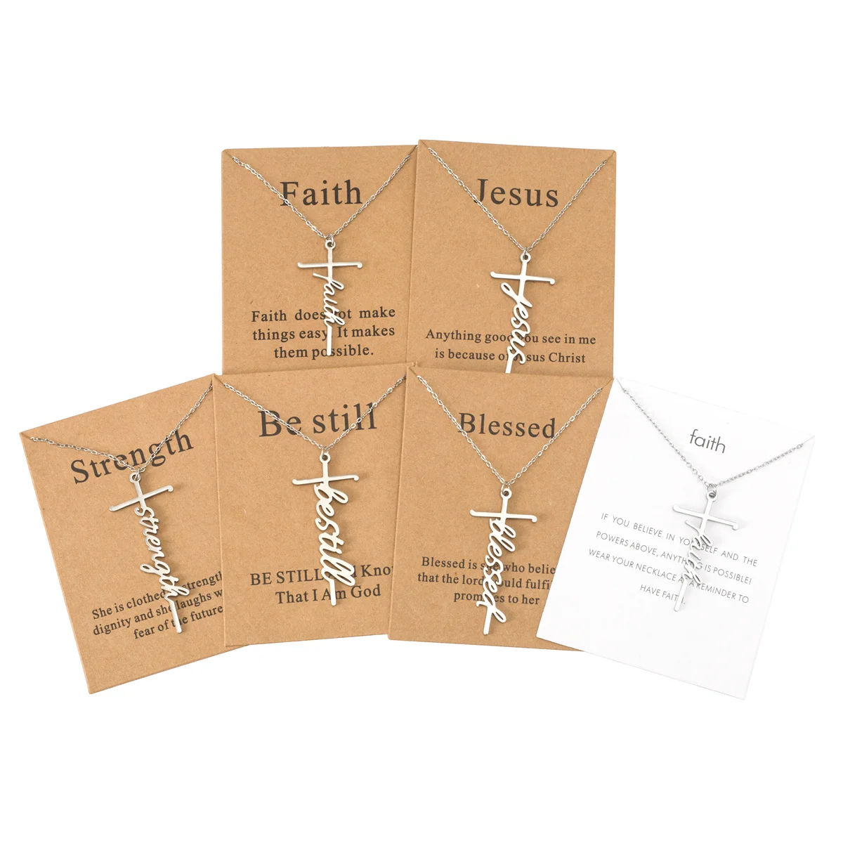 Stylowy naszyjnik z krzyżem ze stali nierdzewnej dla mężczyzn i kobiet napisem „Be Still” obrazem Jezusa Etniczny design ...