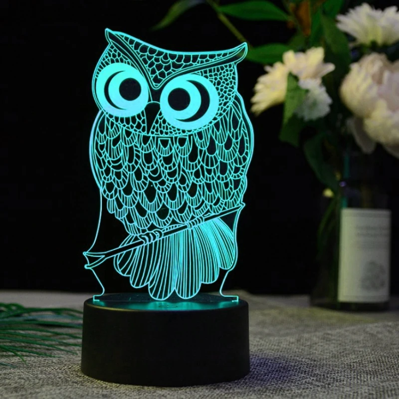 

Nighdn Owl Night Light 3D Illusion Night Lamp for Children Bedroom Bedside Table Decor Child Nightlight Birthday Christmas Gift