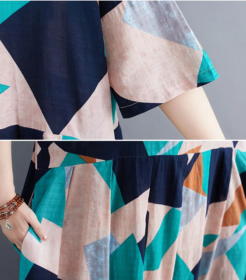 Платья для женщин Oladivi Fashion Print с коротким рукавом на каждый день для возрастных групп 30, 40, 50 и 60 лет, свободные платья больших размеров, летние туники Vestidio 8XL.