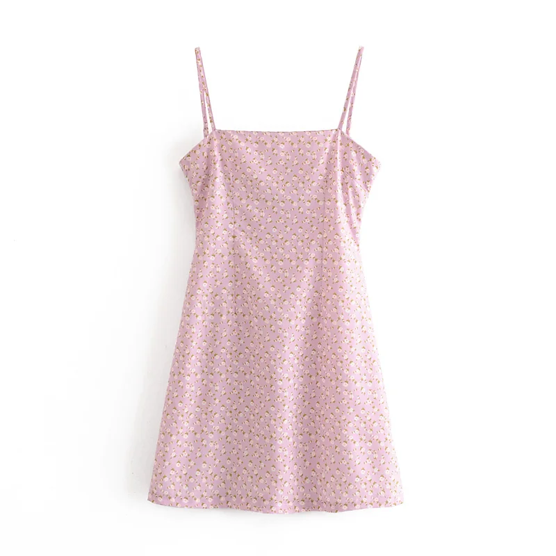 

Floral print dress girl sexy sweet sling dress holiday beach camisole dress