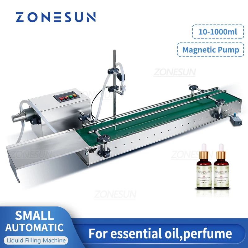 

ZONESUN ZS-MPYT600 Small Automatic Essential Perfume Sample Magnetic Pump Liquid Filling Machine With Conveyor