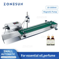 zonesun zs mpyt600 small automatic essential perfume sample magnetic pump liquid filling machine with conveyor