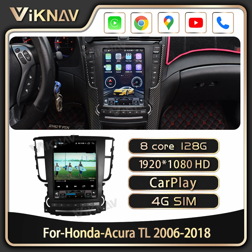 

Автомагнитола в стиле Tesla с GPS, стерео радио для Honda acura TL 2006-2018, мультимедийный плеер, 2 din, Android-навигация, DVD-плеер