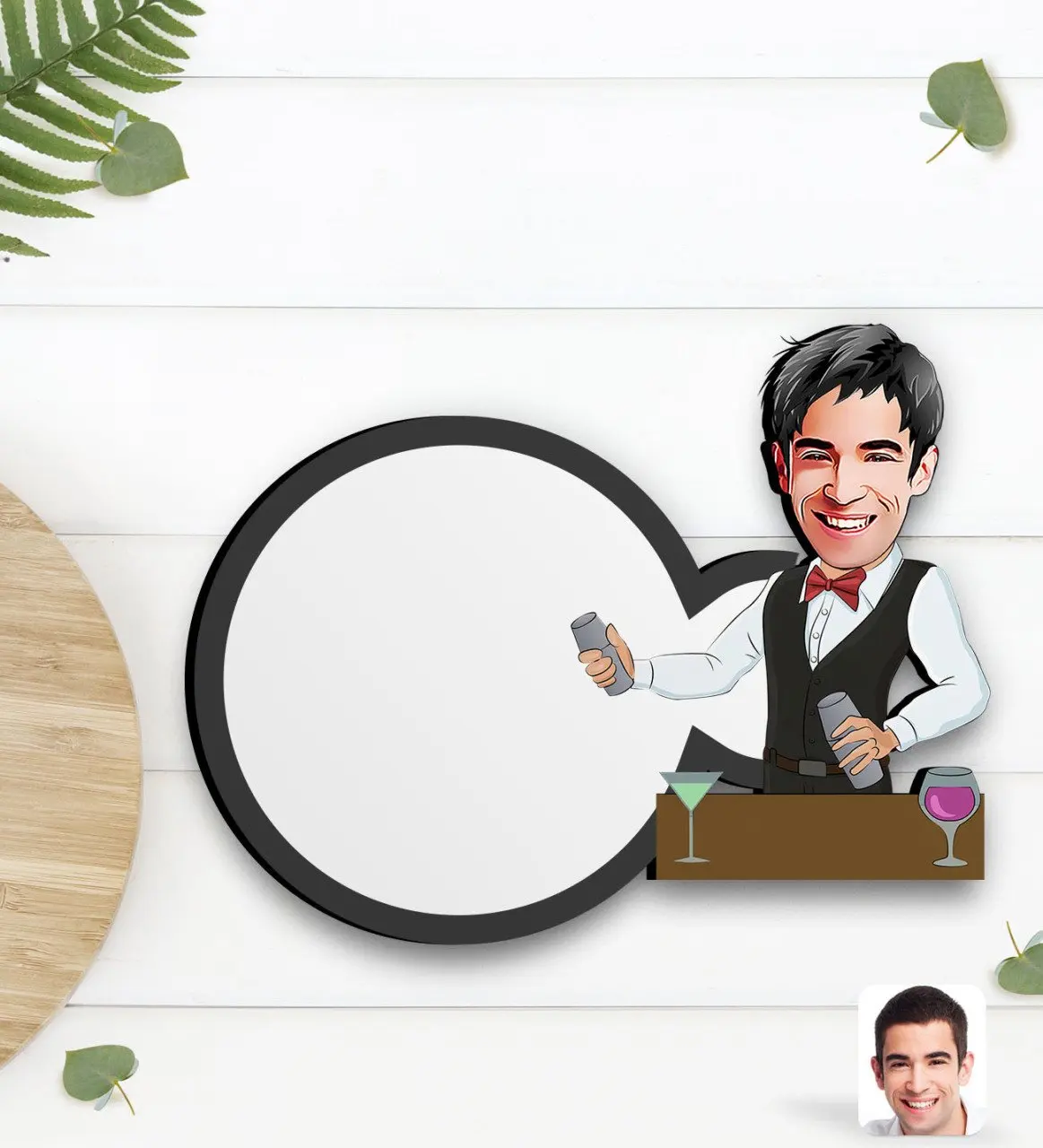 

Персонализированная карикатура Bartender Of Wood Cup altlığ