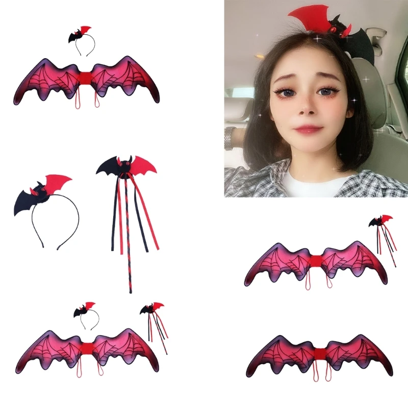 

Halloween Bat Costume Set Bat-Wings Bat Wand Bat Headband Cosplay Party