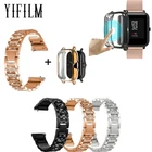 Металлический браслет + чехол для Xiaomi Huami Amazfit GTS 2 Mini Bip U Pro S Lite, ремешок для смарт-часов со стразами, защитный чехол против царапин