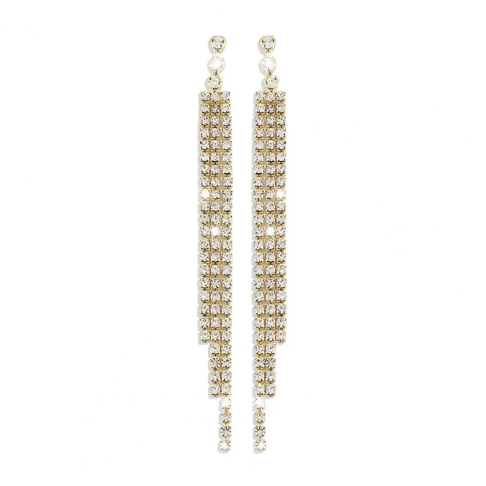 

1 Pair Beautiful Dangle Earrings Ladies Women Earrings Vintage Ins Style Fringe Earrings Rhinestones