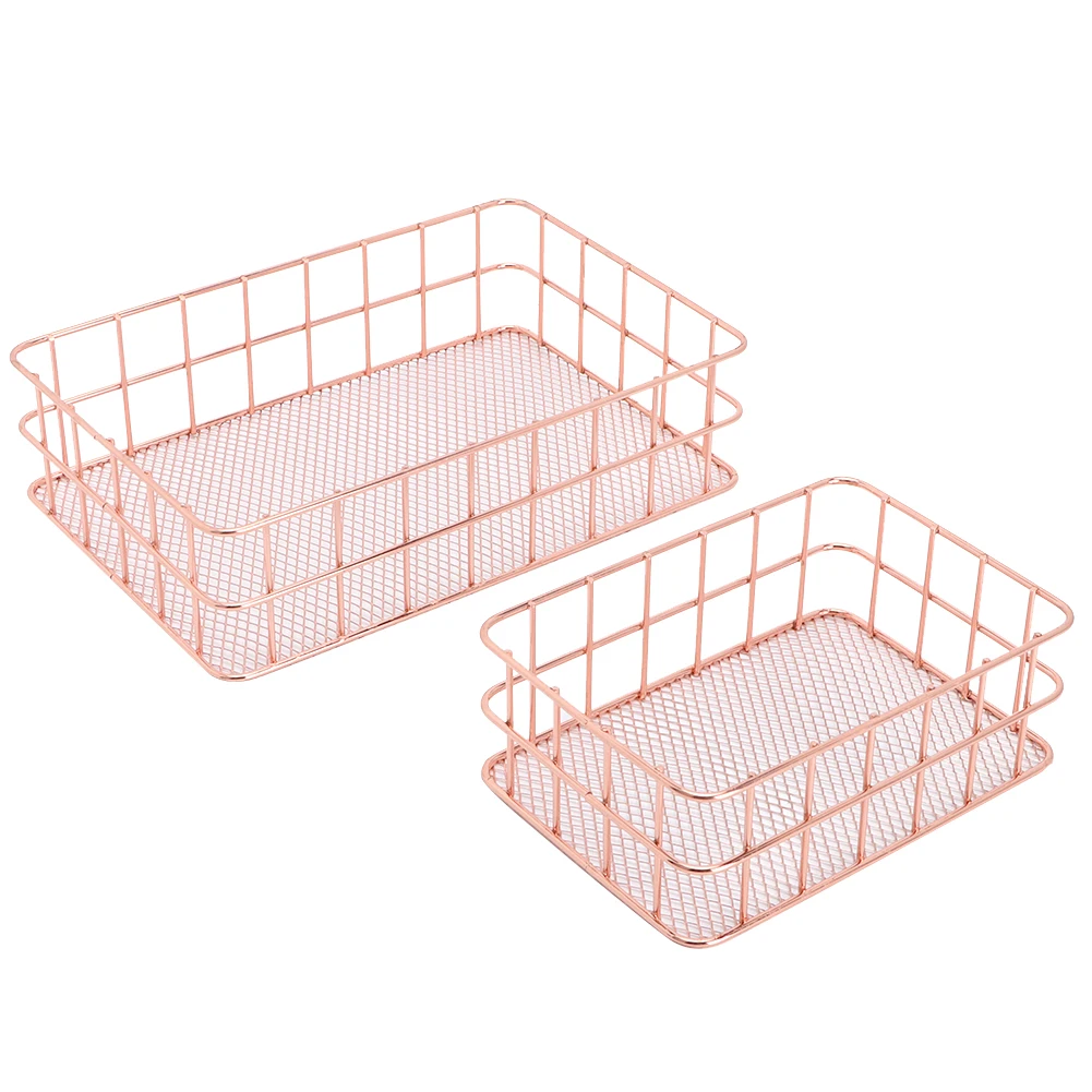 

2pcs Multifunctional Household Iron Cosmetics Storage Fruit Holder Plate Container Basket Organizer
