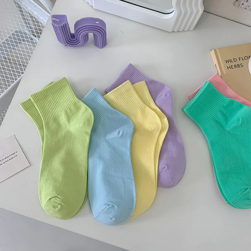 Новые модные японские Короткие Носки ярких цветов весна-лето тонкие хлопковые
