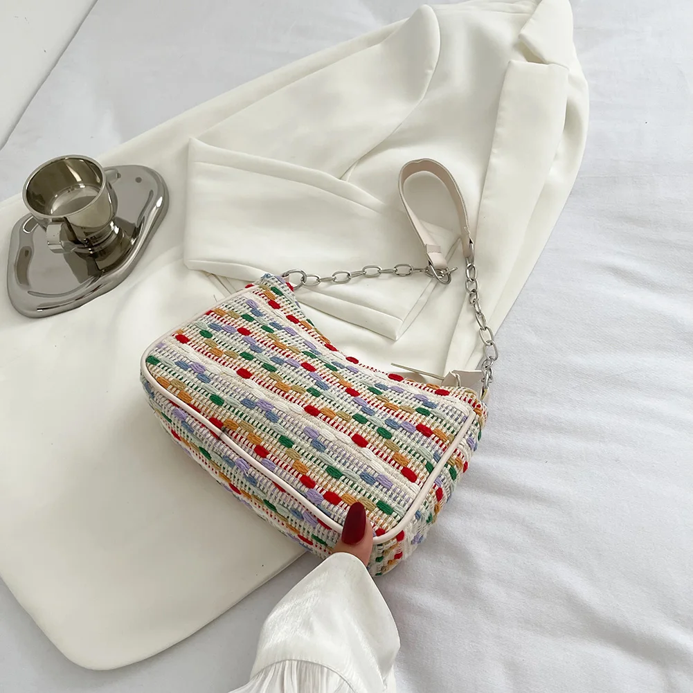 

Модный Цветной клатч с принтом, Женский жаккардовый клатч на плечо с цепочкой под подмышку, повседневный женский кошелек, сумочка