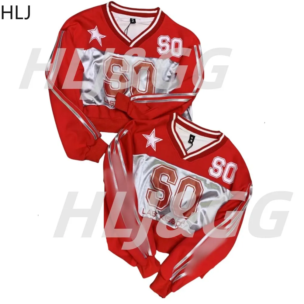 HLJ Модная уличная одежда для женщин Пуловер с v-образным вырезом и длинными