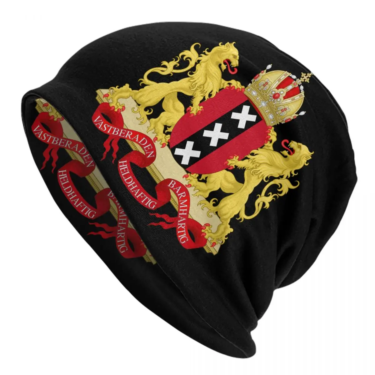 

Шапка-бини унисекс, теплый вязаный головной убор в стиле хип-хоп, голландский, зимний, герб Амстердам