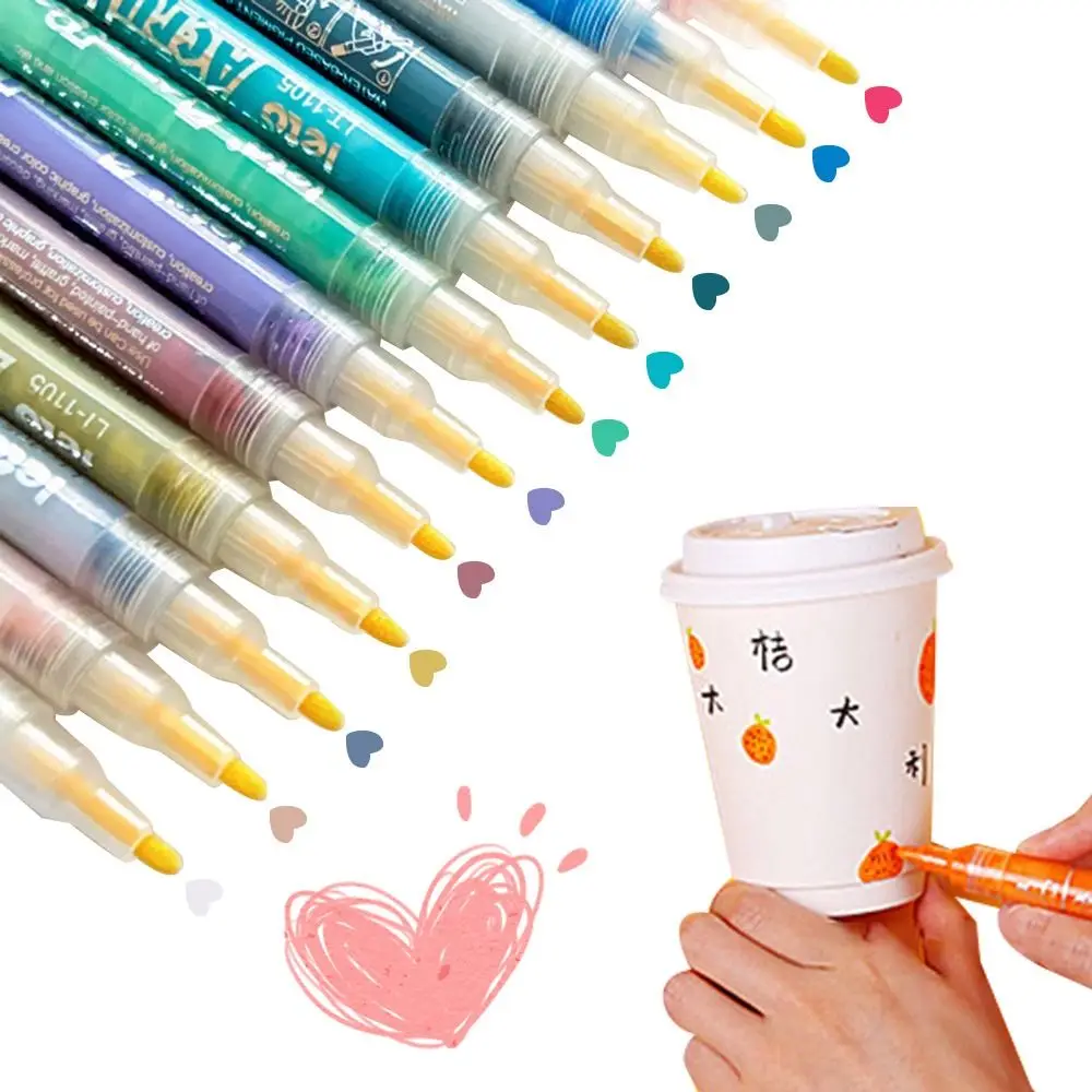 

12pcs New School Supplies 12 Colours Practical For Rock Painting Paint Markers Drawing Pens Acrylic Paint Pens Set