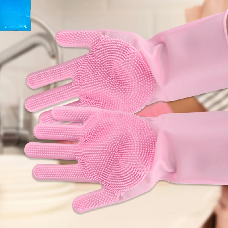 Magic Silicone Gloves Cleaning Dishwashing Scrubber Dish Washing Sponge Rubber Silicone Gloves For Kitchen Cleaning Tools Home