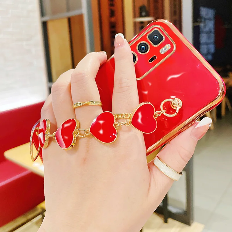 For Redmi Note10 Case Luxury Heart Bracelet Holder Cases For Redmi Note 10 10S 10Pro 9S 9T 8Pro 8 8A 8T 7A 9 9A 9C Cover Redmi10