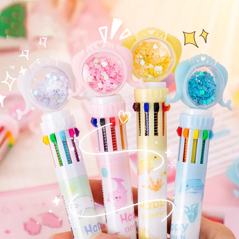

1pc Creative Little Dolphin Ballpoint Pen Kawaii 10 Colors Gel Pen Student Note Marker Korean Stationery School Office Supplies