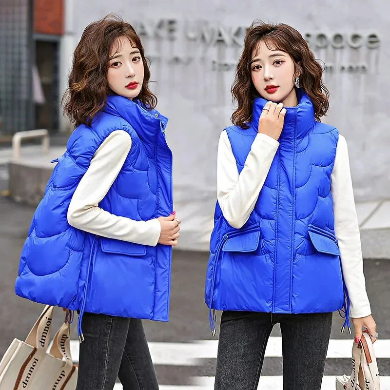 

Женский жилет из пуха и хлопка, универсальный короткий жилет без рукавов, Осень-зима 2023