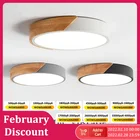 Светодиодный потолочный светильник, ультратонкий светильник для спальни, деревянные потолочные светильники, с пультом дистанционного управления, для гостиной, кухни, коридора, балкона