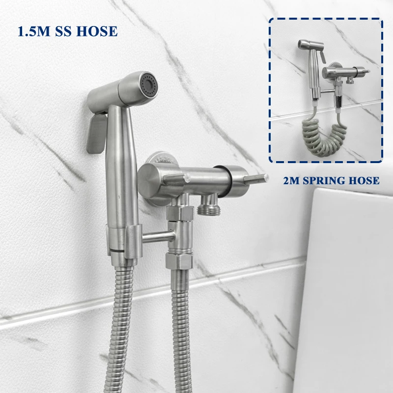 

Handheld Toilet Bidet Sprayer Stainless Steel Toilet Rotate Holder Faucet Valve Set Bathroom Self Cleaning Sprayer Shower Head