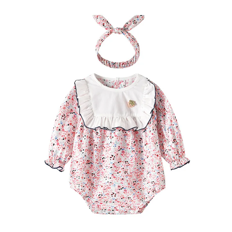 

Spring and Autumn Children's Clothing Baby Clothes Baby Girl One-Piece Floral Long Sleeves Kids Triangle Romper Infant Jumpsuit