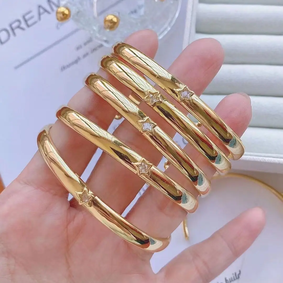 

3PCS, Minimalist Fashion Couple Bracelet Gold Color Stars Zircon Bracelets & Bangles For Men Women Trendy Jewelry Gift