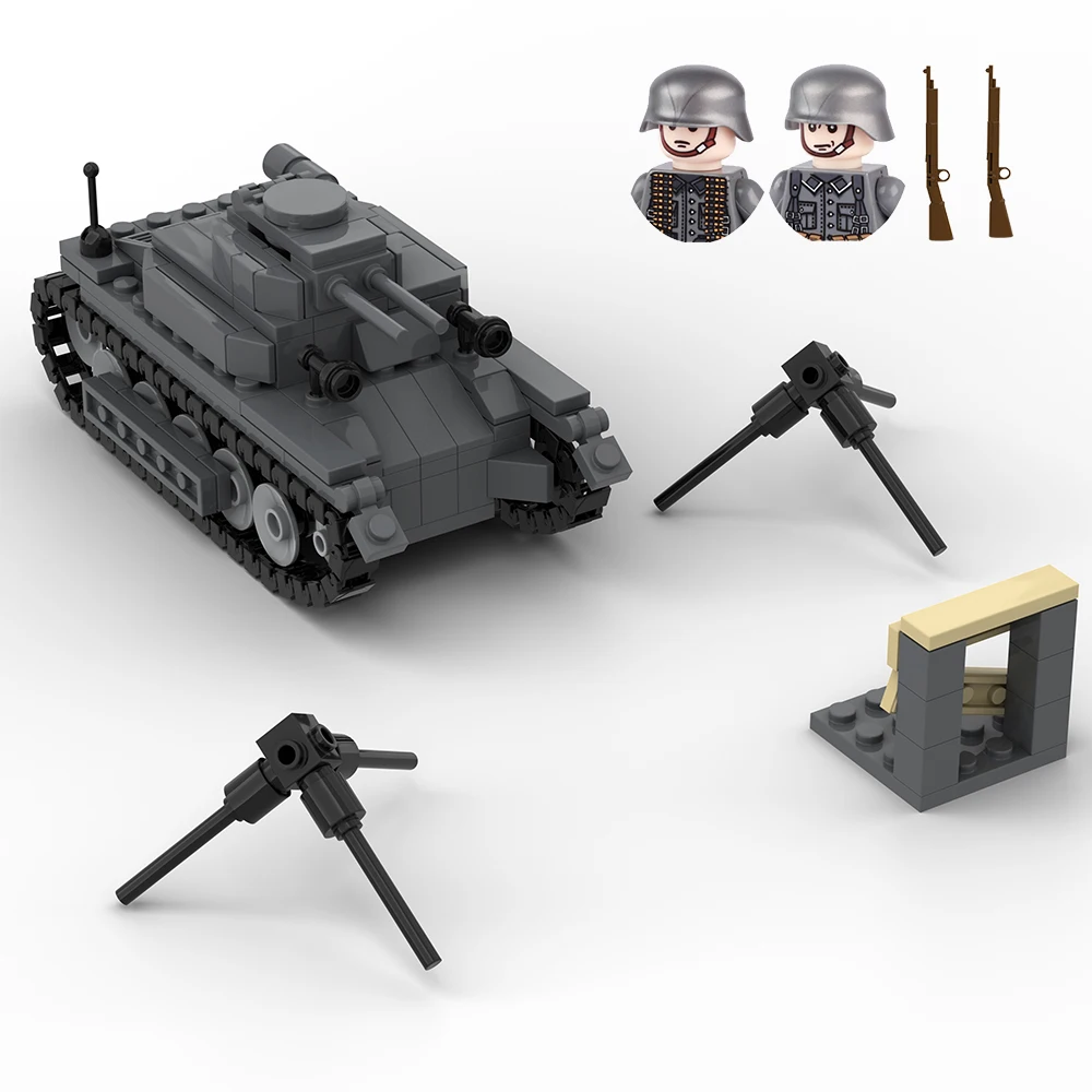 

World War 2 Germany SdKfz 101 Panzer I Light Tank BKM Single Wide Track Links Military Tanks Army Minifigs Building Blocks Toys