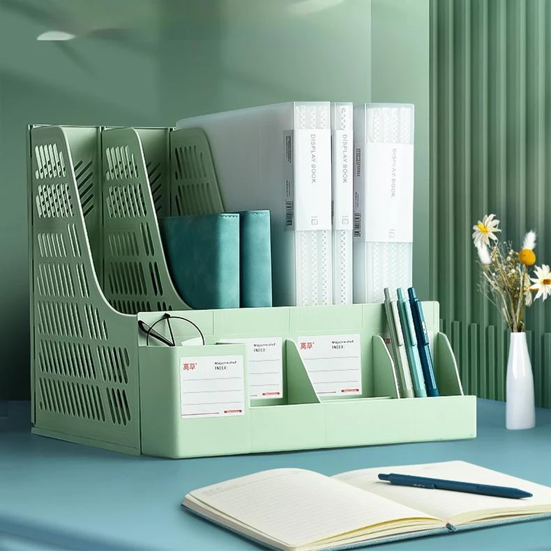 

Bookshelf Holder Stand Desktop Pen With Racks Book Multifunctional Simple Office Organizer File Storage Folder Rack Box Organize