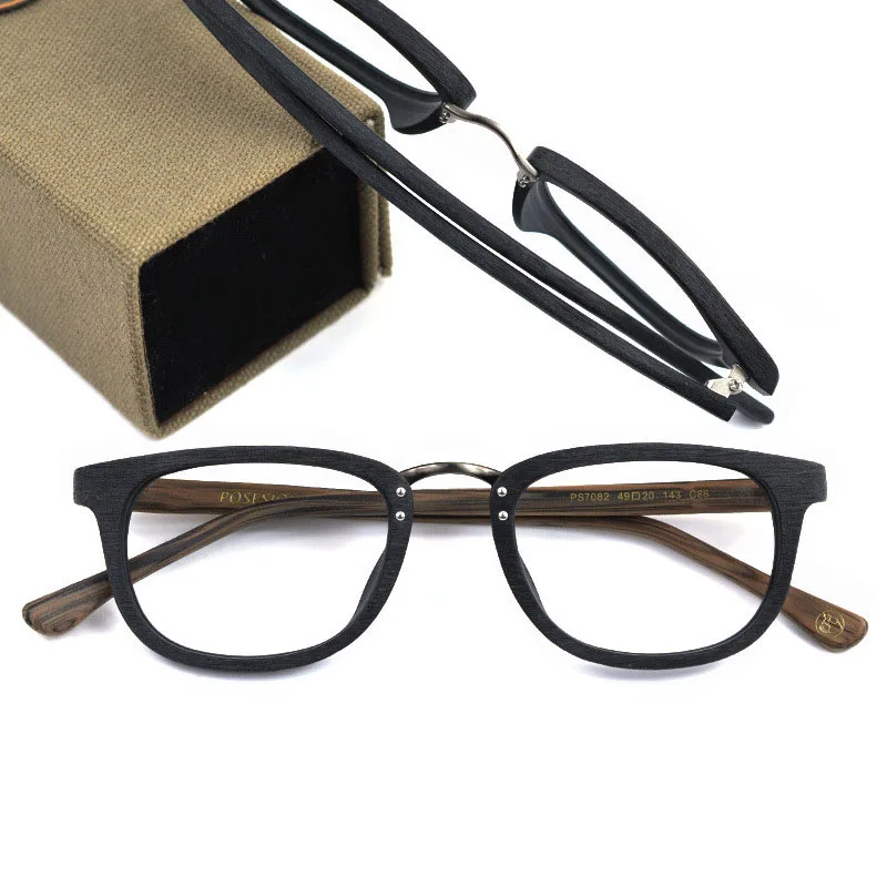 

Japan Style Retro Square Wood Grain Acetate Eyewear Unique Classic Prescription Eyeglass Frames For Men Reading Optical Glasses