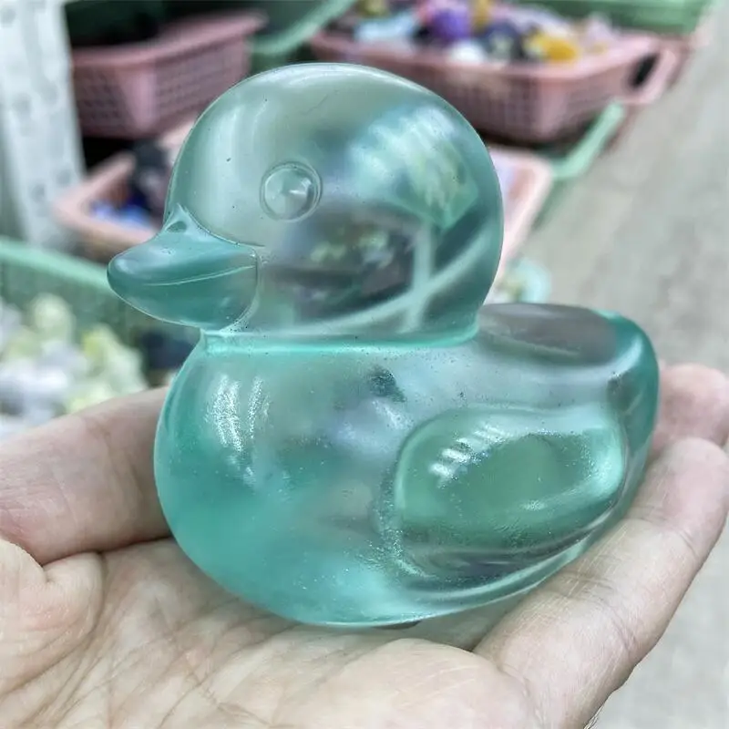 

Высококачественный стеклянный мультяшный Утенок, Хрустальная резьба, исцеляющая искусственная рыба, аквариумный ландшафт, рождественский подарок, украшение, 1 шт.