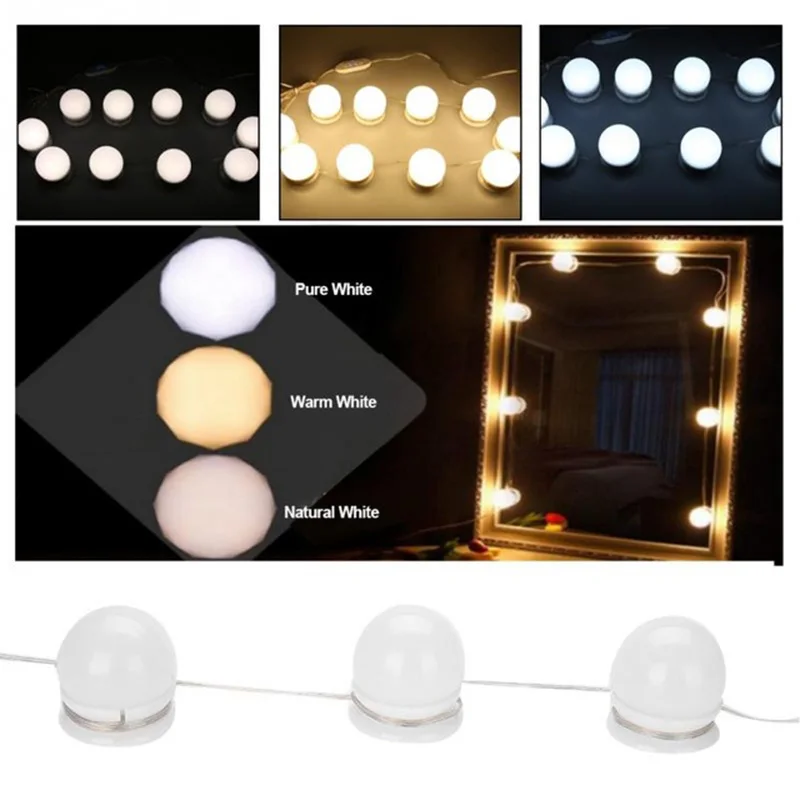 

Upgrade Brightness Stepless Adjustment Bulb 10 Led Bulbs Hollywood Style Makeup Mirror Dresser Light Bulb Kit