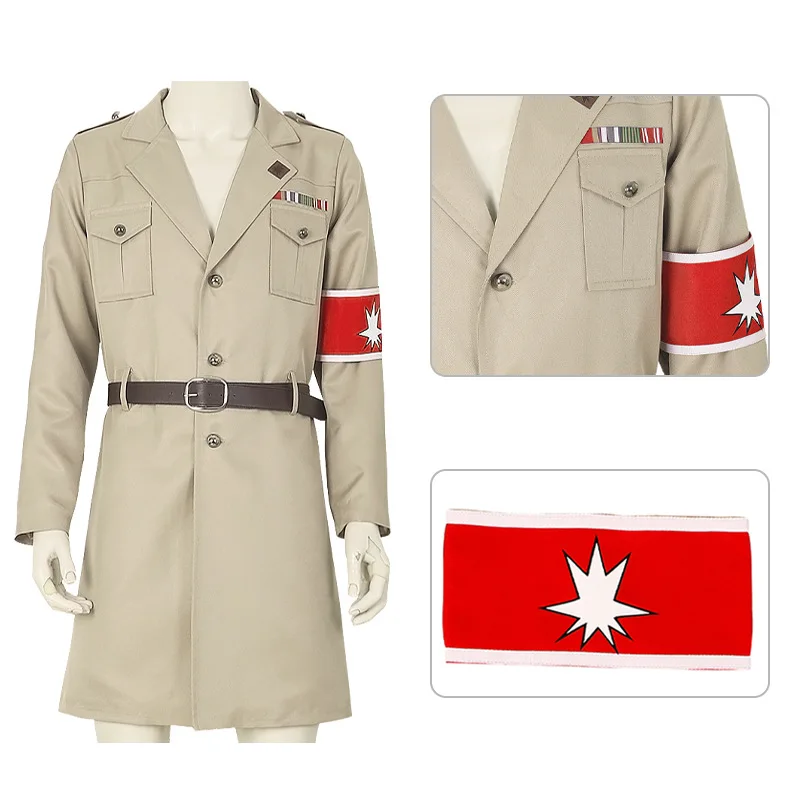 

Attack On Titan Marley Military Officer Scout Regiment Levi Eren Coat Pieck Suit Anime Cospaly Halloween Party Costume