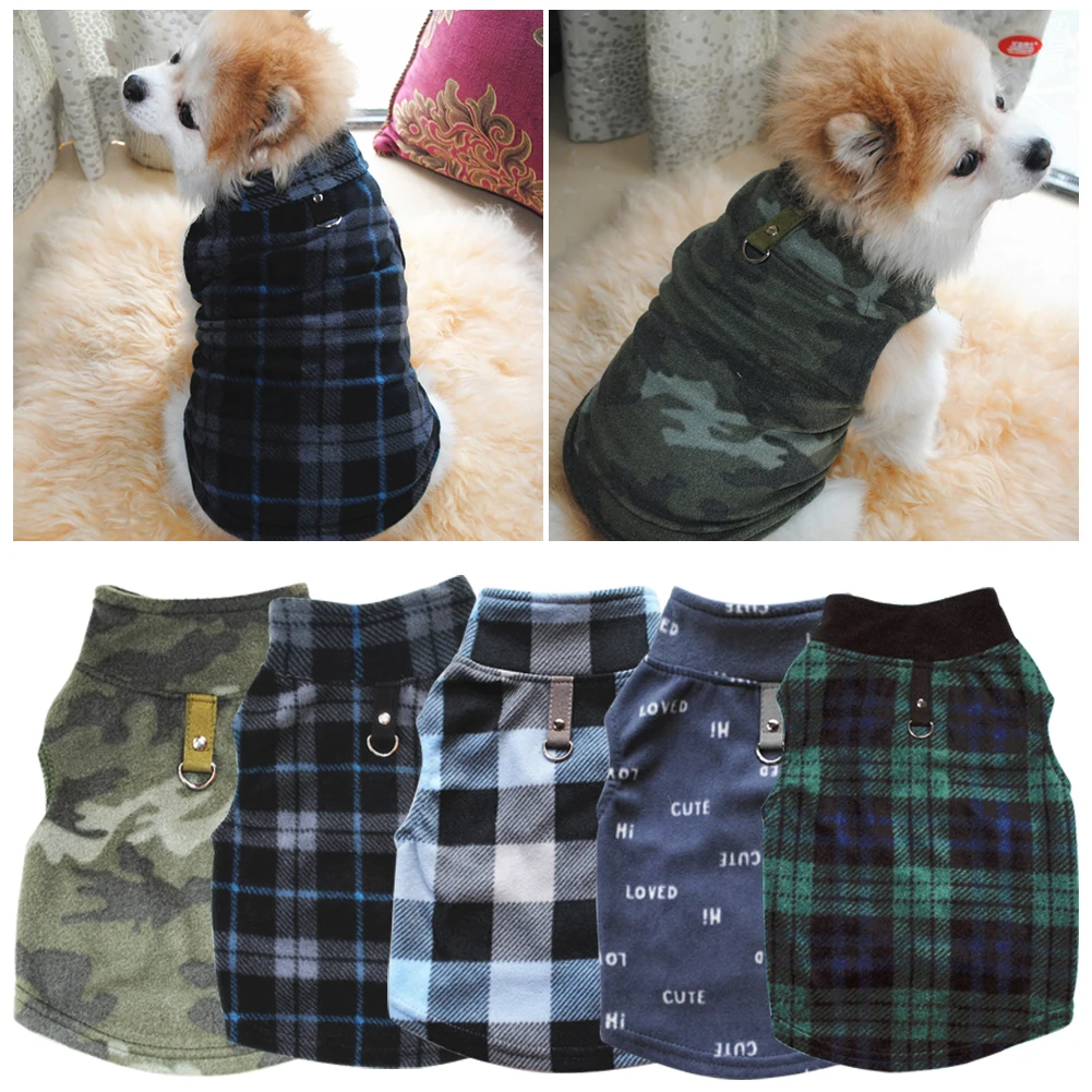 

XS-3XL Cute Fleece Pet Clothes Solid Color Warm T-shirt Sweater Autumn Winter Thick Cat Vest for Small Medium Dogs Sleeve Vest