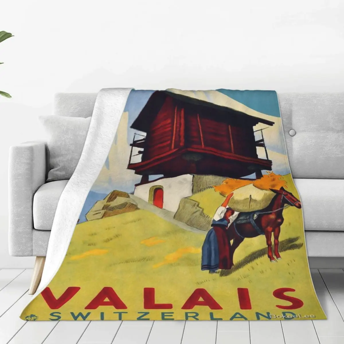 Valais Швейцария лыжное одеяло покрывало на кровать плюшевое для двуспальной