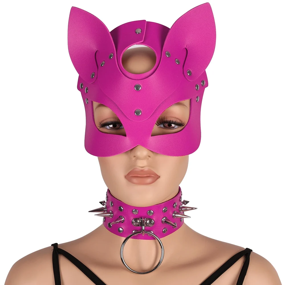 

Kpop Mask Cosplay Sexy Women Spike Rivet Ring Accessory Bdsm Harness Neck Restraint Necklace Collar Fashion Erotic Lingerie