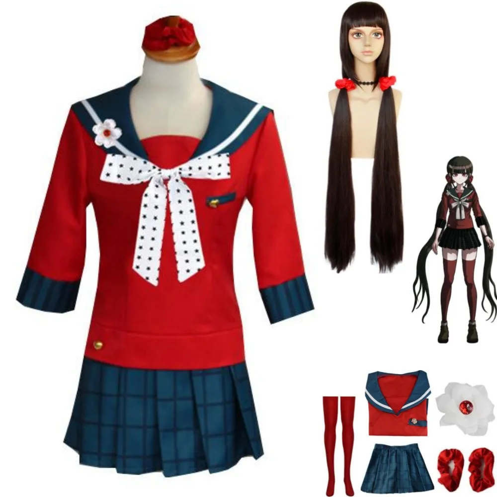 

Anime Game Danganronpa V3: Killing Harmony Harukawa Maki Cosplay Costume Red JK Japanese School Uniform Woman Kawaii Campus Suit