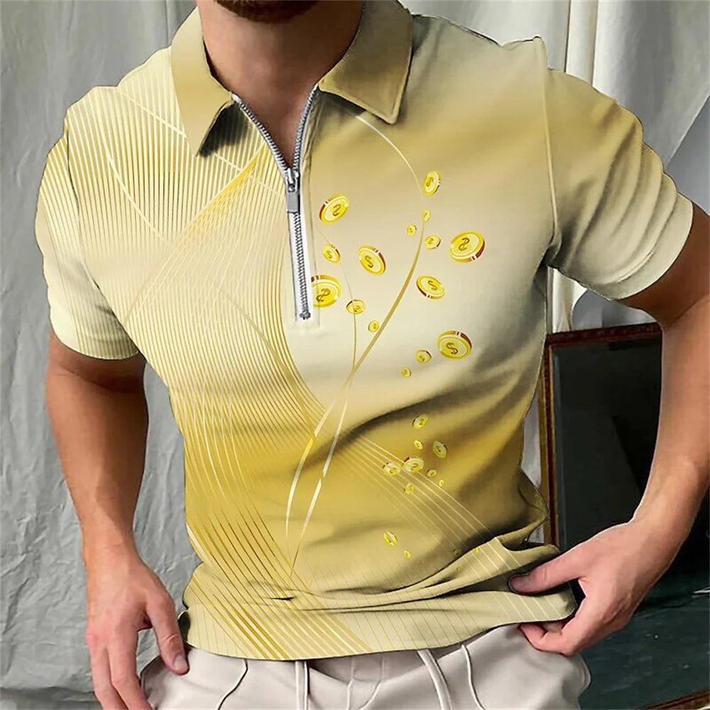 

Men'S Striped Business Fashion Street Polo Shirt Tops Men Street T-Shirt Clothing New Summer 5xl Oversized Quick Drying Zip Polo