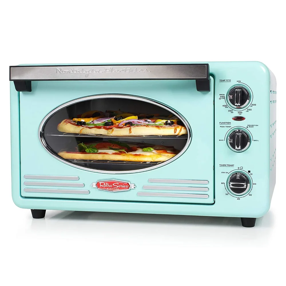 

Nostalgia RTOV2AQ Hover Image to Zoom Retro 1500 W Aqua 12-Slice Convection Toaster Oven with Built-in Timer electric oven
