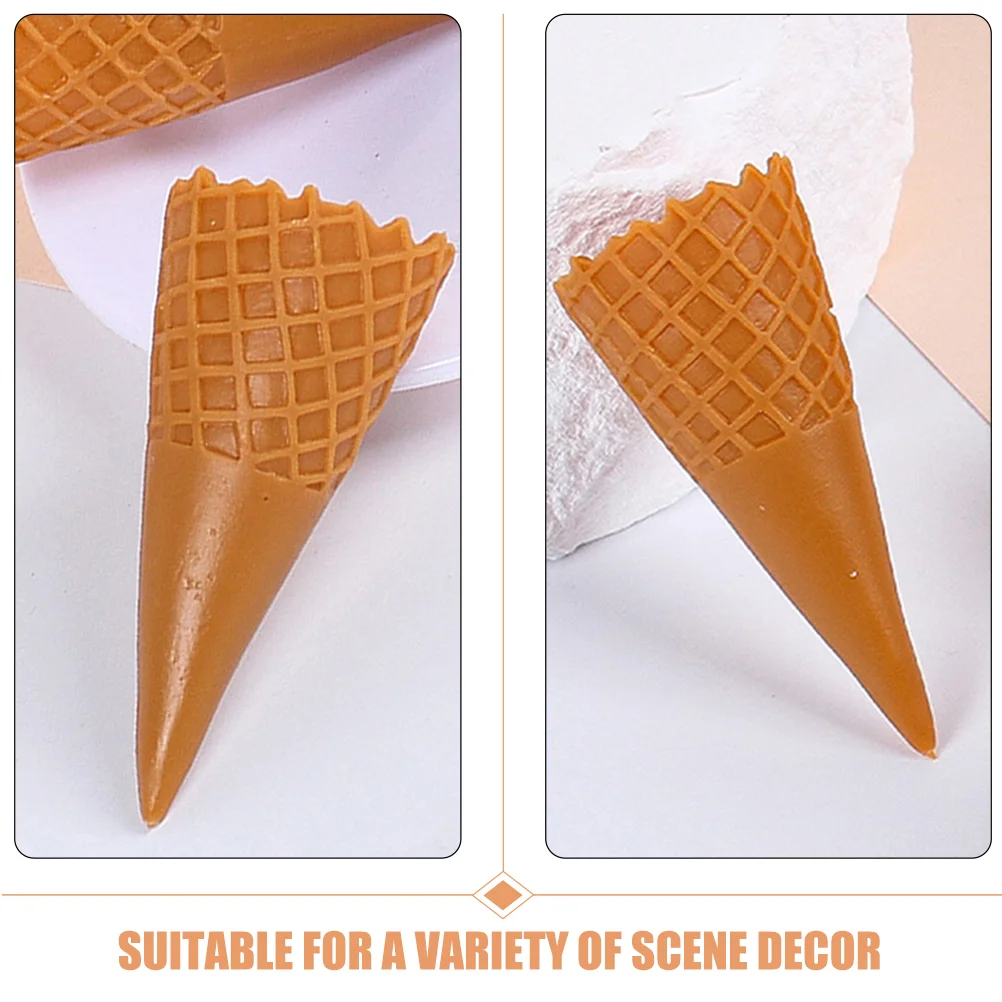 12 Pcs Ice-cream Crispy Cone Mini Food Toys Simulated Decor House Supplies Fake Model Cones Brown Coin Artificial Child