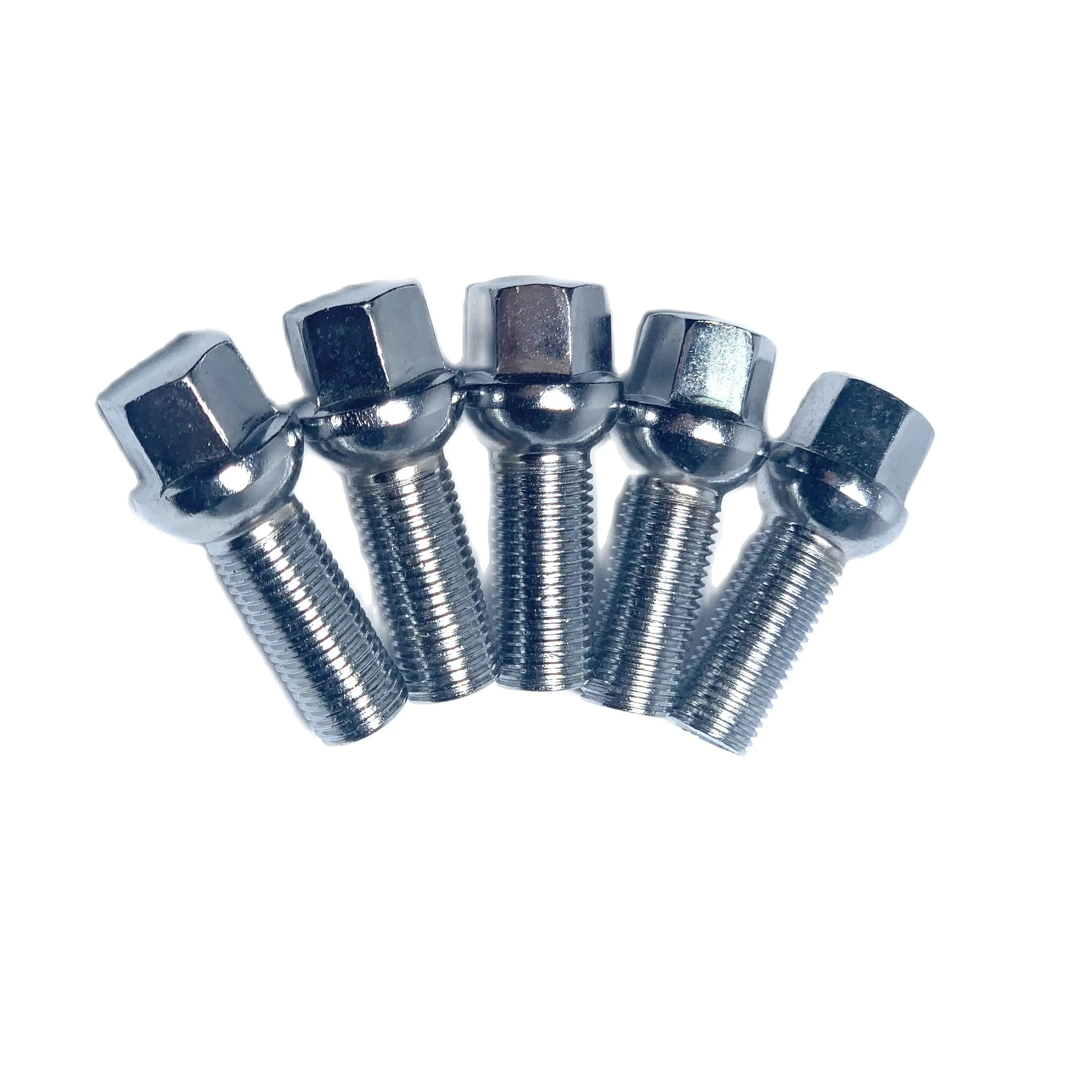 

64mm Car Alloy Wheel Nut Bolts Screw Thread Length 40mm Thread Size M14x1.5 Ball Seat Chrome Finish